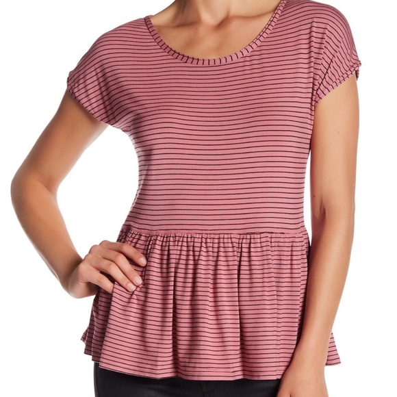 Max Studio Tops - Max Studio Stripe Peplum Babydoll Tee
